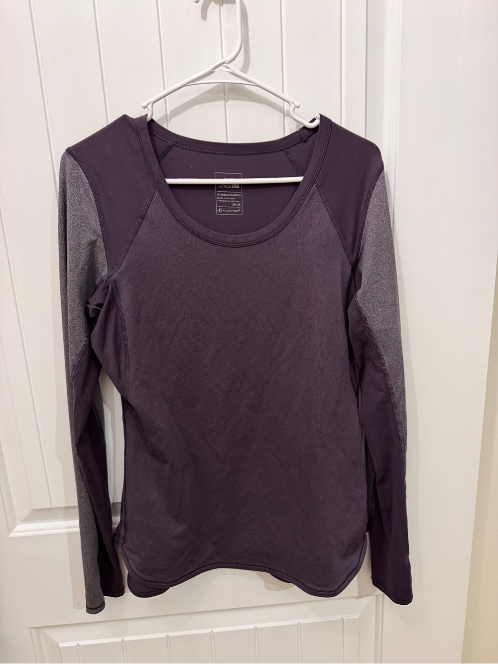 The North Face Plum Long-Sleeve Performance Tee with Gray Sleeve Panels